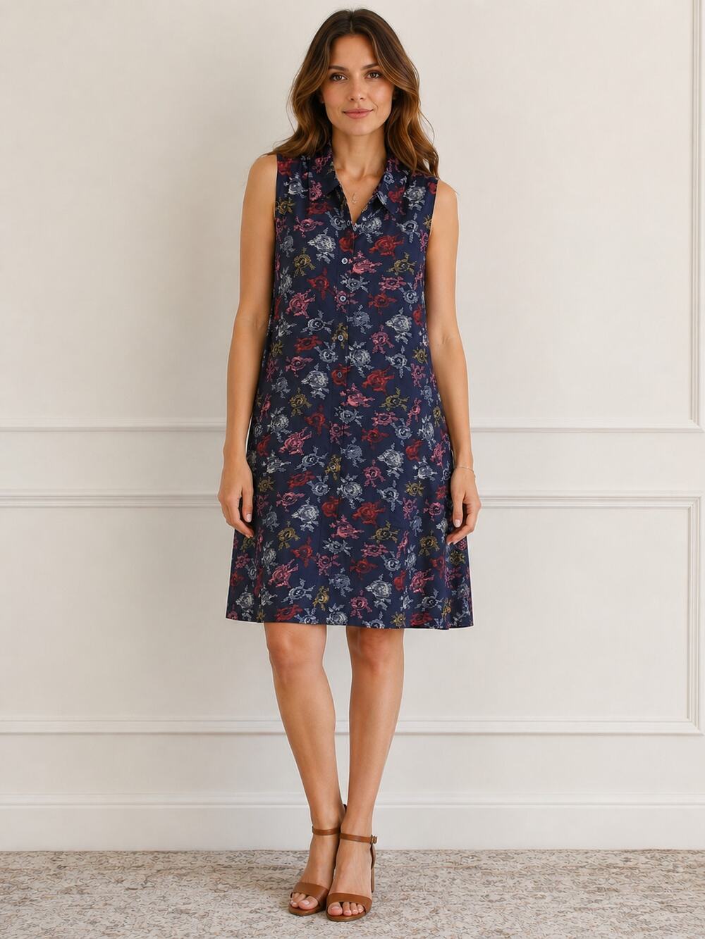 Equipment Femme SZ M 100% Silk Dress – Floral Sleeveless Shirt Dress